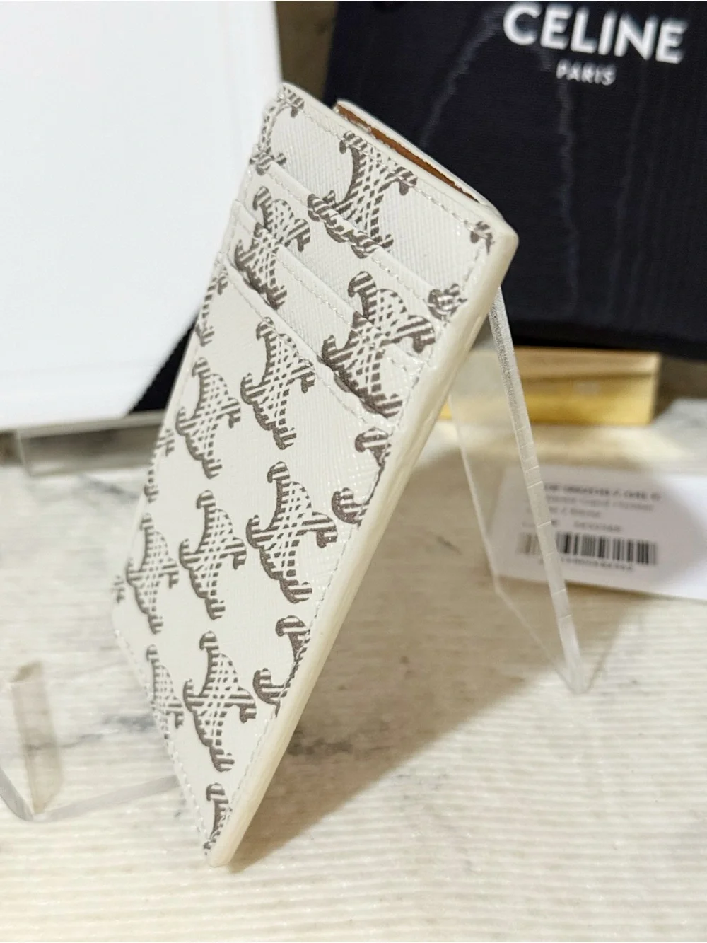 Celine Triomphe Canvas & Leather Zipped Card Holder Wallet